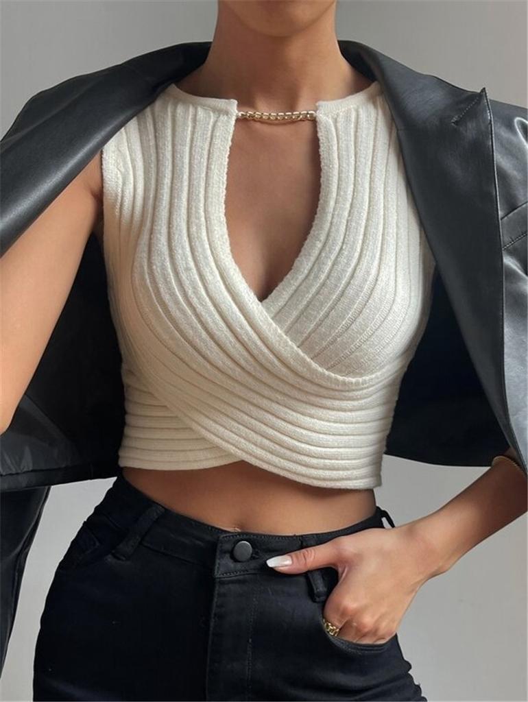 Women's Solid Color Sleeveless Camisole Belly Button Top