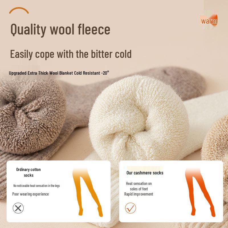 Damen Dicke Kaschmirwollsocken - Warm, Samtgefüttert, Mittelhoch, Kältebeständig, Perfekt für Herbst & Winter