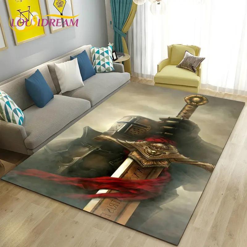 Knight Templar Cavalier Crusaders Game Area Rug Large,Carpet Rug for Living Room Bedroom Sofa Doormat Kitchen,Non-slip Floor Mat