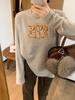 Women's 2025 Winter Round Neck Letter Embroidery Long Sleeve T-Shirt – New Fashionable Loose and Versatile Top