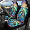 2pcs Psychedelic Turtles Print Car Seat Covers, For Women And For Man, Universal Auto Front Seats Protector Fits For Car, SUV Se