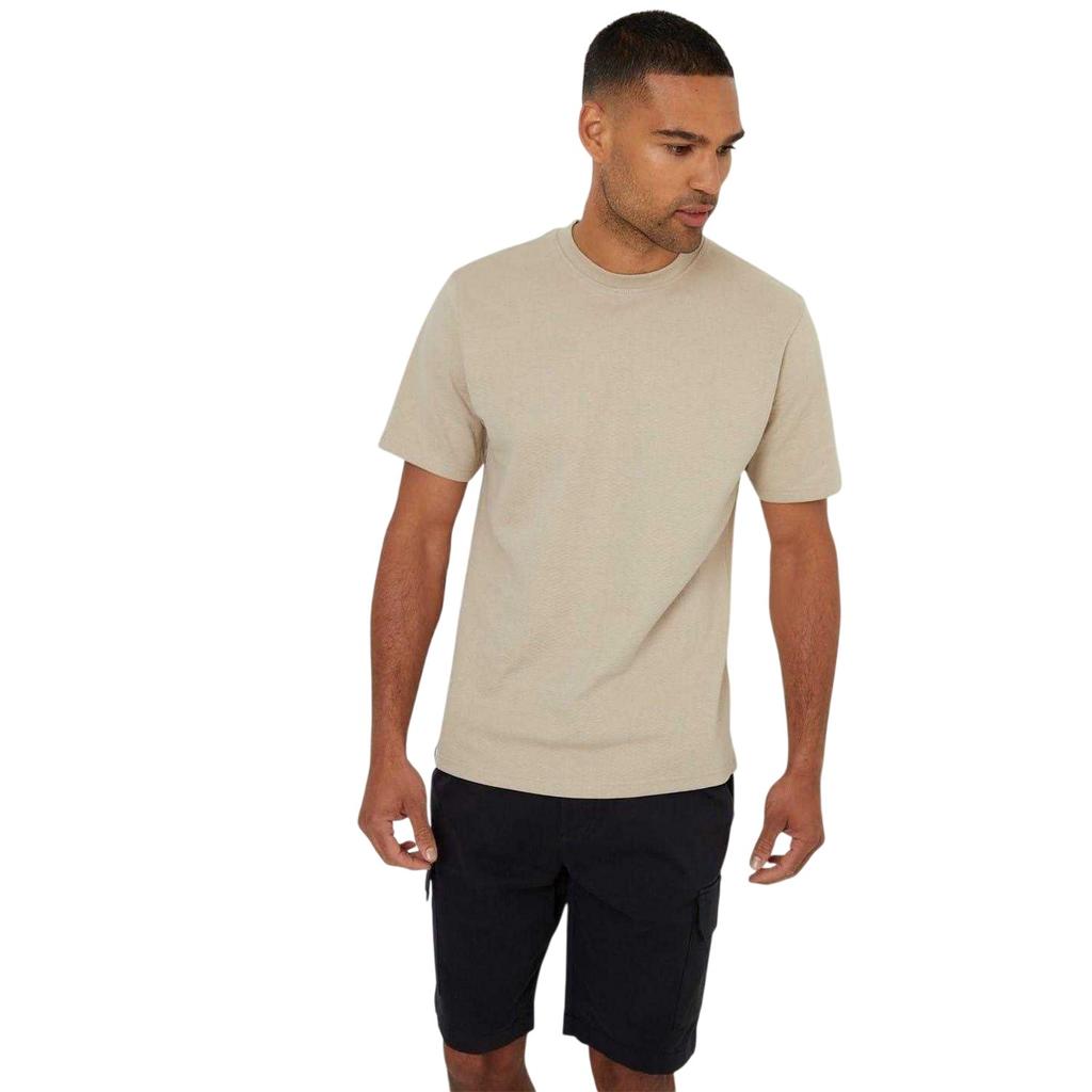 Threadbare Mens Textured Crew Neck Regular T-Shirt