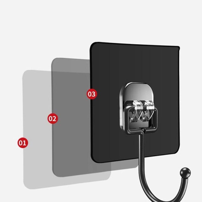 1Pcs Large Hook Transparent Stainless Steel Strong Self Adhesive Hooks Key Storage Hanger For Kitchen Bathroom