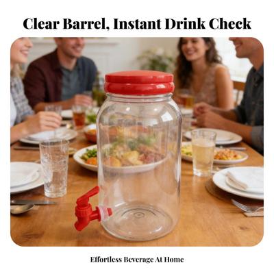 Beverage Jug with Tap Transparent Container Dispenser EasyPour Spout Drink 3800ML