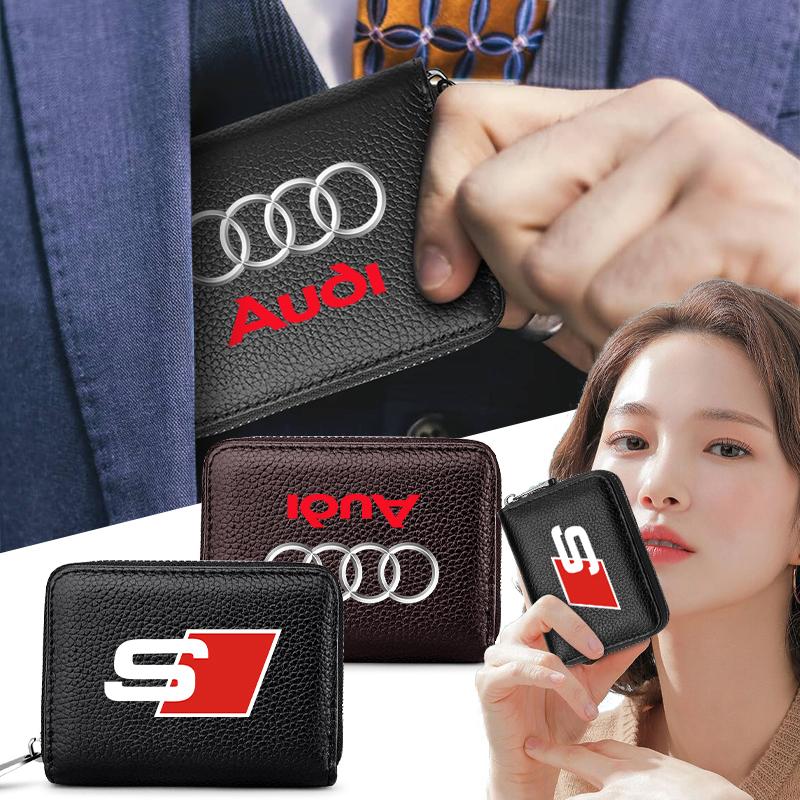 Leather Car Driver's License ID Card Bank Card Wallet Car Styling For Audi TT Q3 Q5 Q7 Q8 B5 B6 B7 B8 B9 Q7 8P 8V 8L A3 A4 A5 A6 A7 A8 8L R8