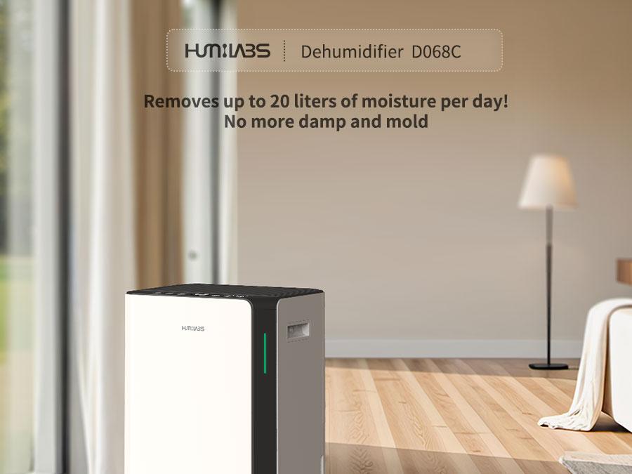 HUMILABS OL20-BD068CF 20L Dehumidifier, Wi-Fi & App Control, 4.5L Water Tank, 3 Operating Modes, 24 Hour Timer, Coverage Area 60m²