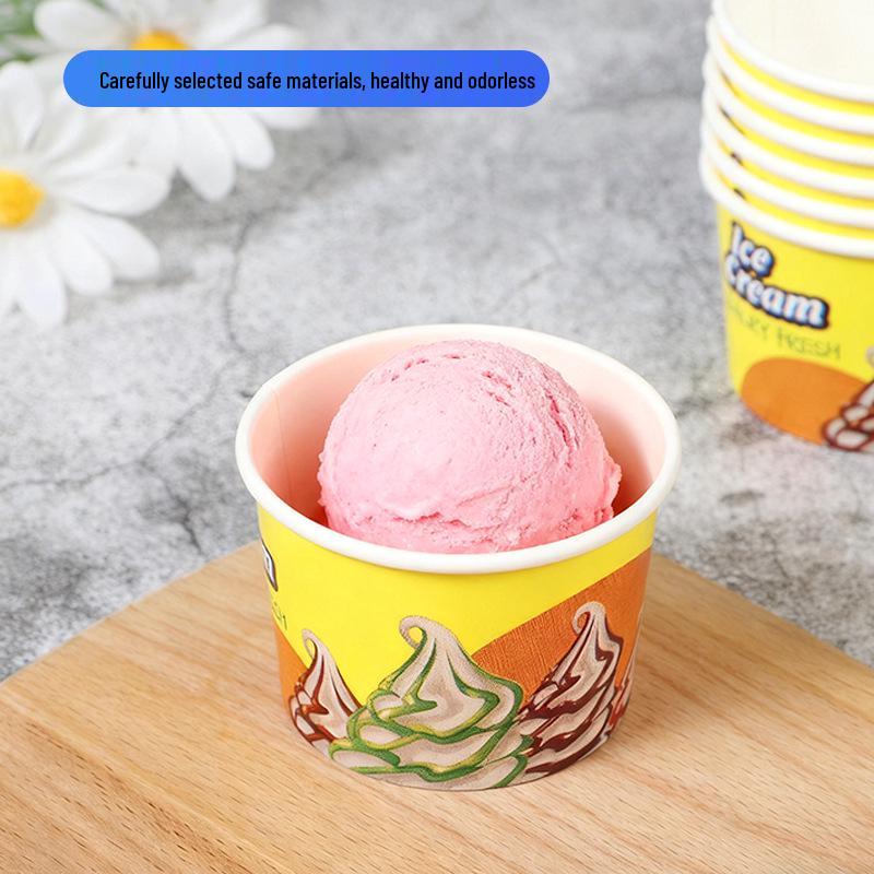 Disposable Ice Cream and Yogurt Paper Cups and Bowls for Tasting