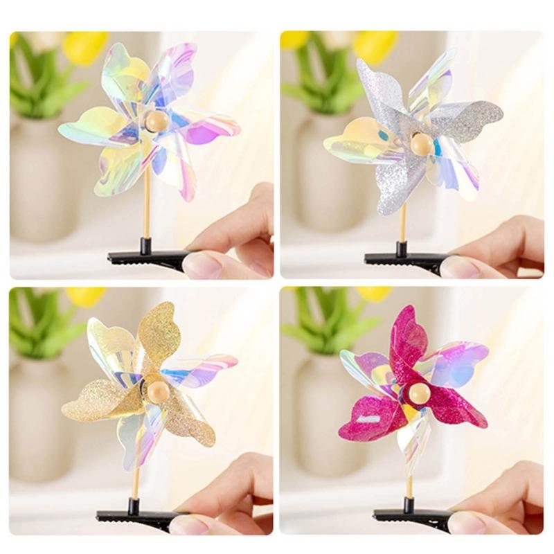 Children Windmill Hair Clip Colorful Duckbill Hairpin Girls Cute Plastic Barrettes Hair Clip Birthday Festival Gift