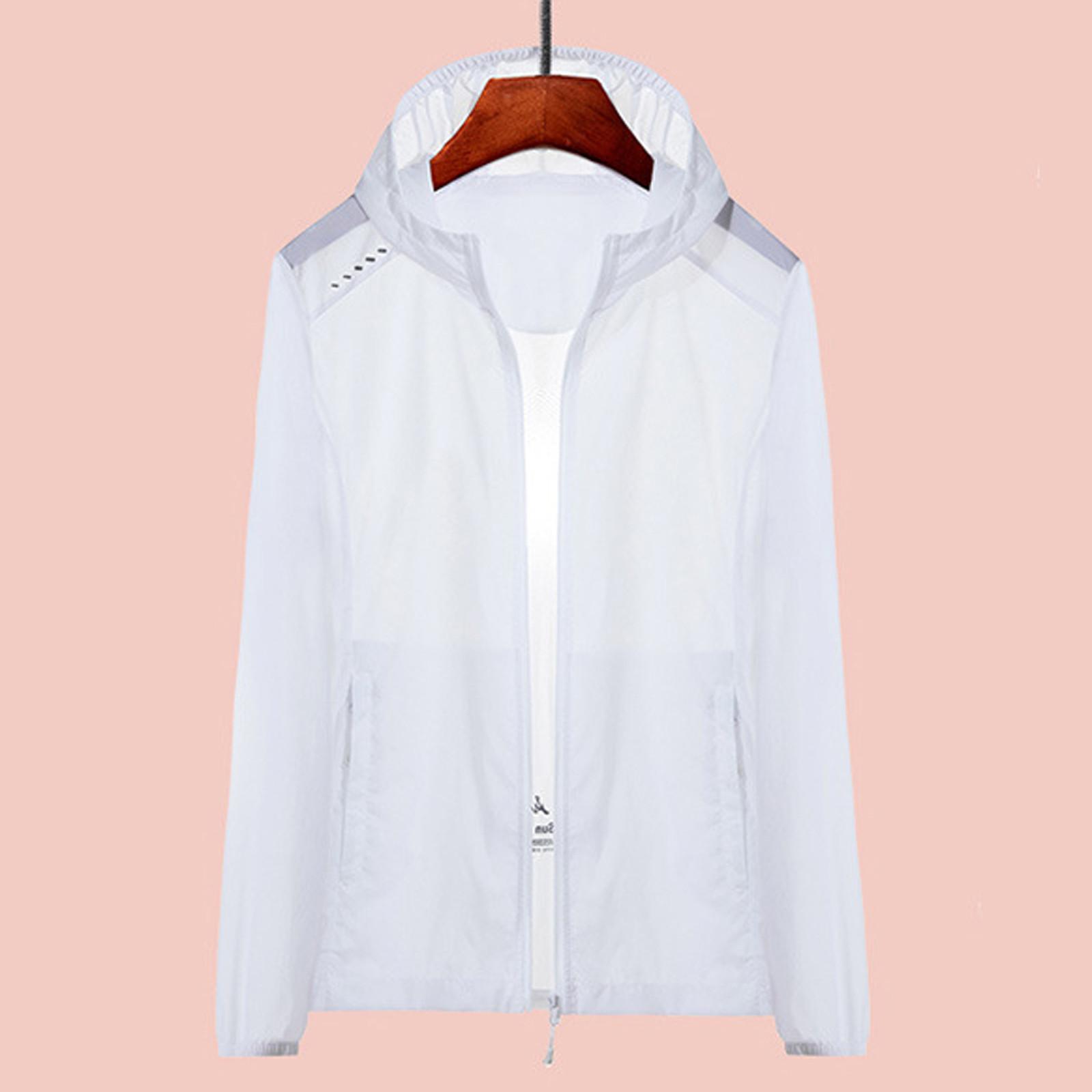 

Женская мода повседневное градиентное с капюшоном легкое спортивное солнцезащитное пальто на открытом воздухе XXL белый