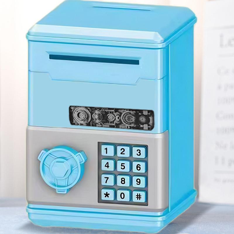 Automatischer Mini-Safe Münzen Bargeld Sparen Spardose Passwort Zähler Code Schlüsselschloss Münzbank Geldautomat Kind