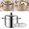 Edelstahl Dampfgarer Topf Verdickung Größere Kapazität 2 Tier Dampfenden Lebensmittel Topf für Küche Gemüse