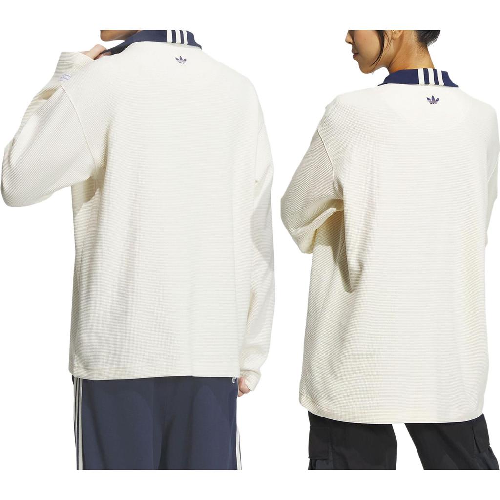 Adidas Originals X Notitle FW23 Contrast Zip Double Layer Long Sleeve Polo Unisex Tops Beige IN1021