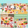 Early Education Puzzle Wooden Play Food Toys Children Fruit Skewer Gift Fun