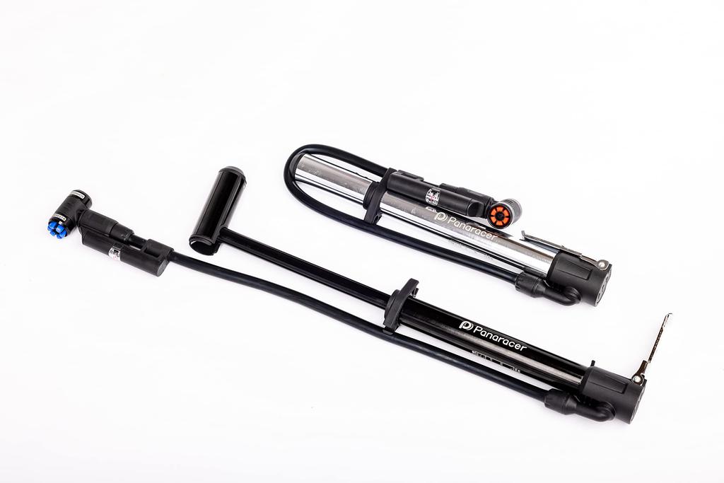 Panaracer Bicycle Pump, One-Touch Installation, Portable High-Pressure Pump with Air Pressure Gauge, US/French Compatible, Black, BMP-24AEZ-B