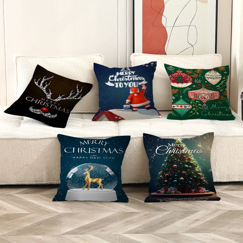 Christmas Tree Ball Decoration Pillow Case Cushion Cover Car Throw Pillow Case For Sofa Car Christmas Gift 40x40cm 45x45cm