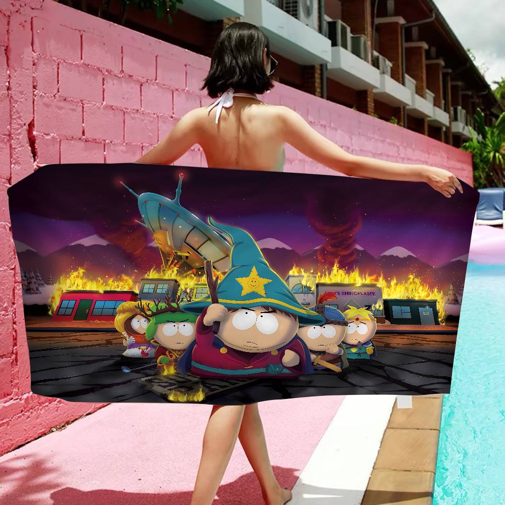 South Cartoon Park Microfiber Blanket Quick Drying Beach Towels Oversized Printing Super Absorbent Pool Towel Blanket