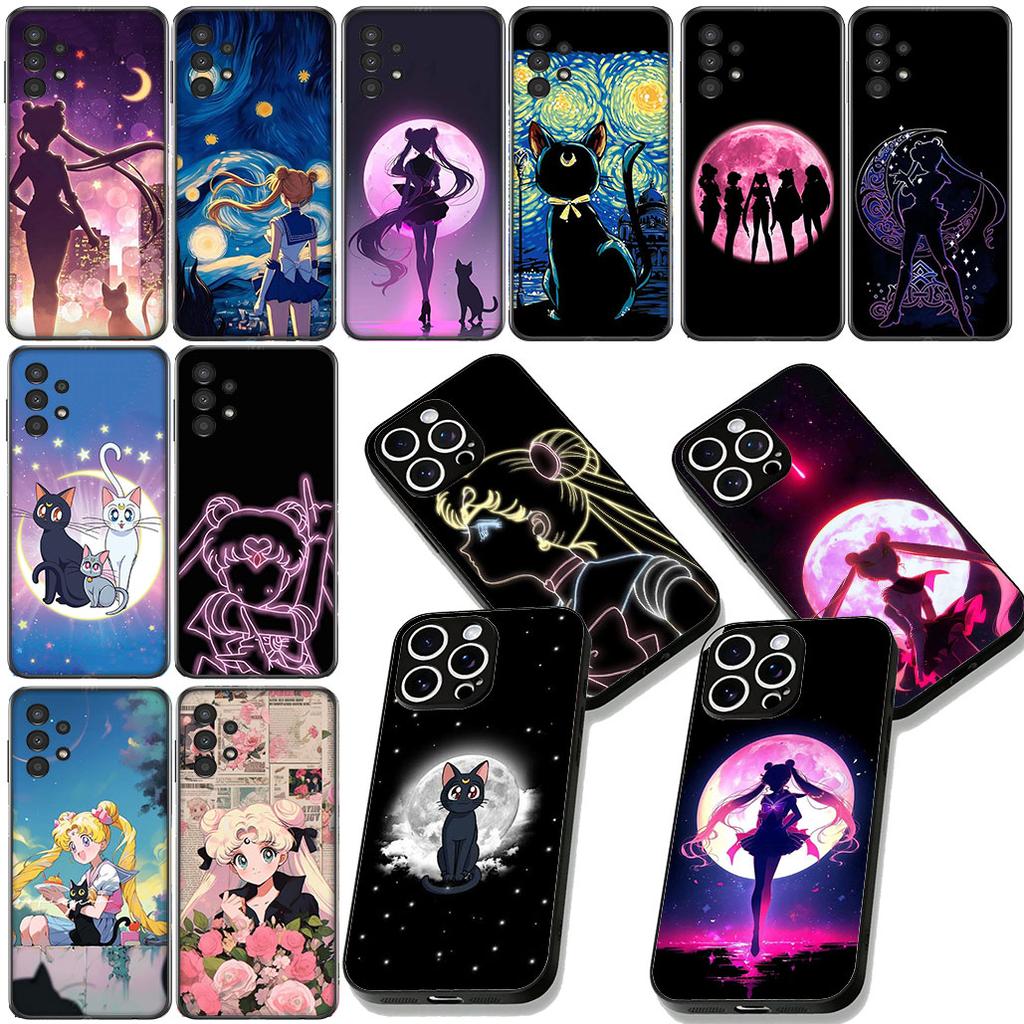 S-Sailors Anime Girl Moon Protective Cover for Apple iPhone 16 17 Air 14 15 Pro Max Plus 16+ 16E 14+ ProMax Phone Case