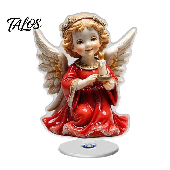 Christmas Fireplace Mantle Decor Acrylic 360 Degree Rotating Ornament, Double-sided HD UV Printed Stable Base Ornaments Religious 2D Decorative