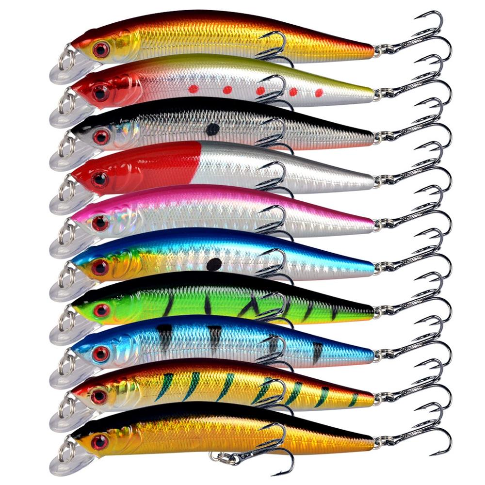 Kit Jerkbait Leurre Minnow Ensemble Crankbaits Leurres Durs pour Pêche au Bar Truite Perche Leurres de Surface pour Bateau