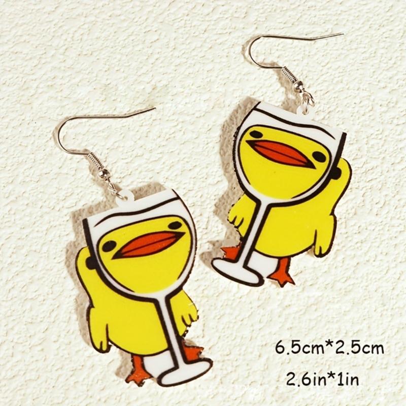 Quirky Duck Shaped Enlarged Animal Earrings For Eye Catching Fashion Statements Suitable for Various Occasion