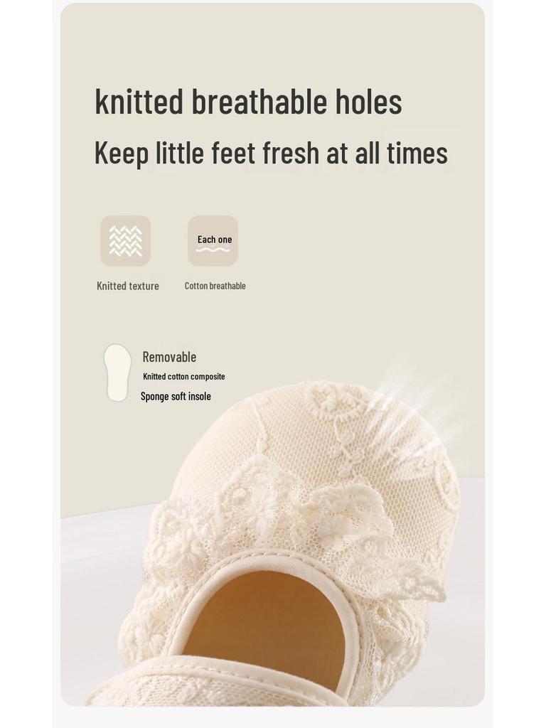 Krajkové kojenecké botičky - Měkké, prodyšné, jednobarevné na jaro, léto a podzim