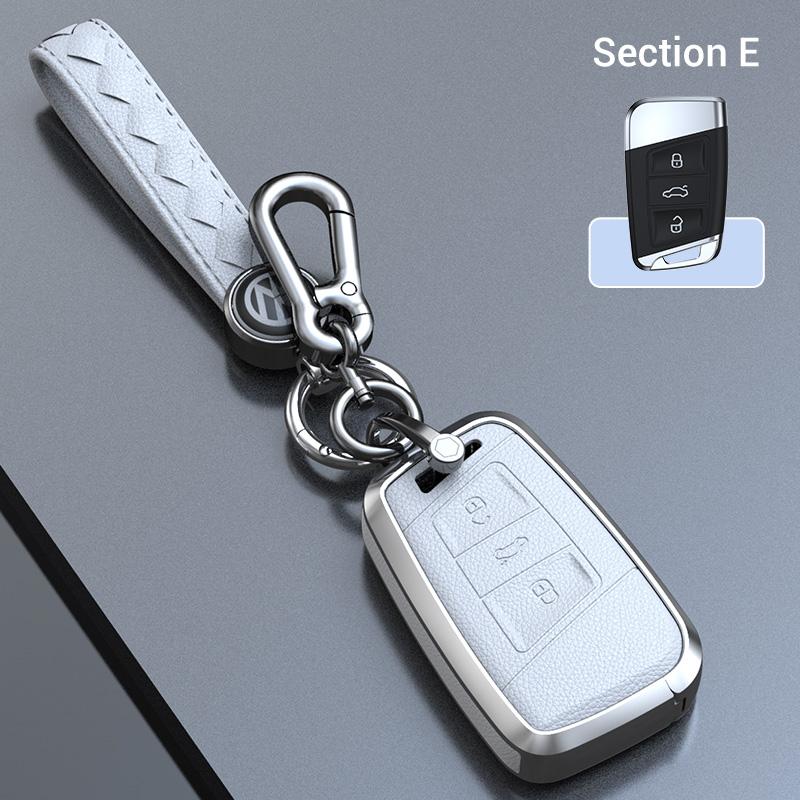 Zinc Alloy Cowhide Car Remote Key Case Shell Fob For VW Volkswagen Passat B8 Magotan For Skoda Kodiaq Superb A7 Smart Keyless