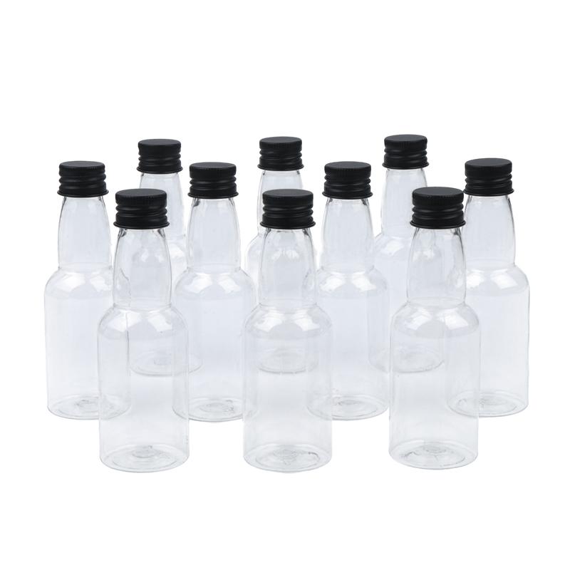 Mini Plastic Drink Bottles 10Pcs 50ML Leakproof Portable Liquor Juice Containers for Daily Use Travel Picnic