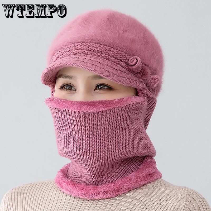 

Middle Aged and Elderly People s Knitted Hat Insulation and Ear Protection One-piece Hat for Outdoor Cycling бежевий