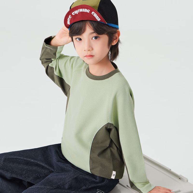 Boys' Waffle Patchwork Color Block Long Sleeve T-Shirt