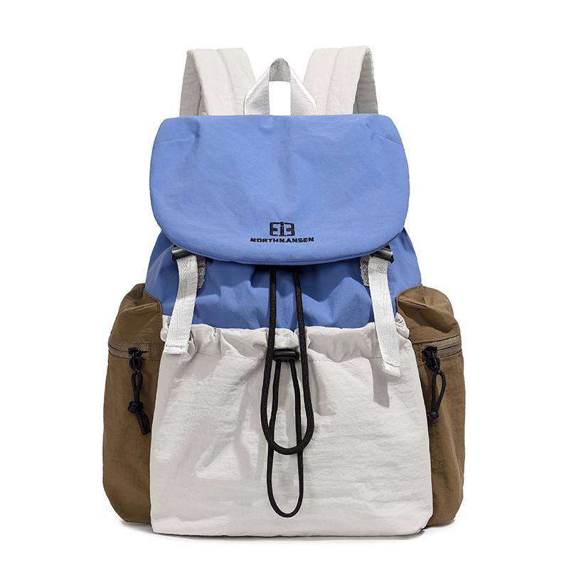 Large Capacity Travel Backpack Women's Lightweight Drawstring Backpack Color Block Student Schoolbag