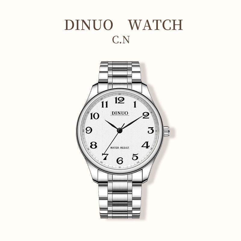DINUO Unisex Waterproof Quartz Watch, Double Calendar, Ideal for Couples, Seniors, and Students.