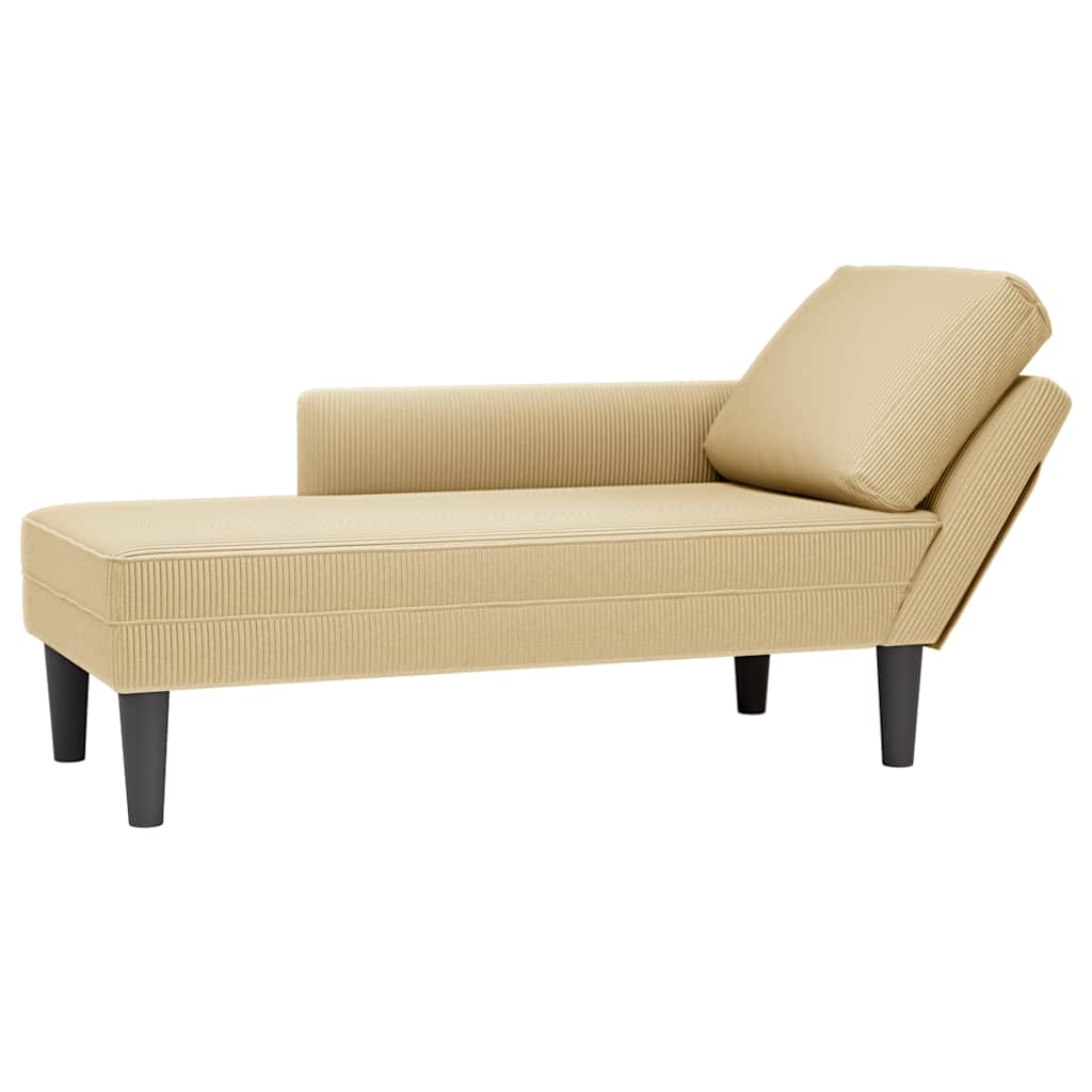 Grey Green Cord Chaiselongue with Cushion