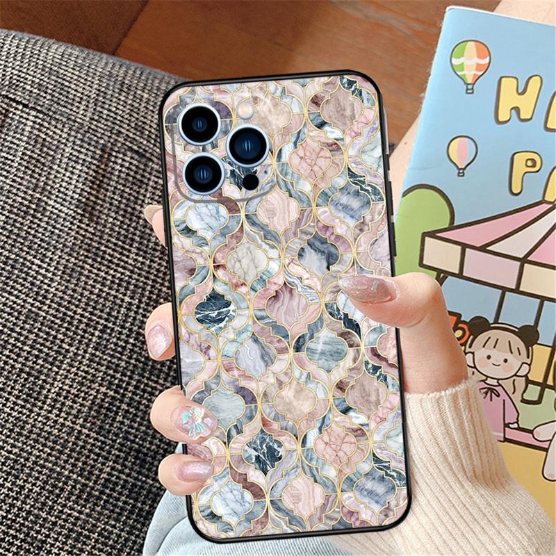 

Moroccan Tile Phone Case For iPhone 16 15 14 Pro Max 11 12 13 Pro Max Mini XR 16e 16 15 Plus Bumper Cover iPhone 12