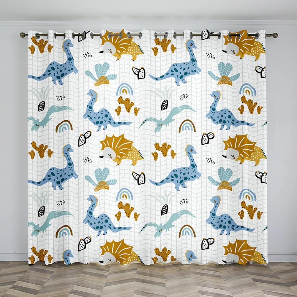 Cartoon Style Ctue Dinosaur Thin Shading Decorative Piece Dinor Children Window Drapes For Living Space Bedroom Space Decor