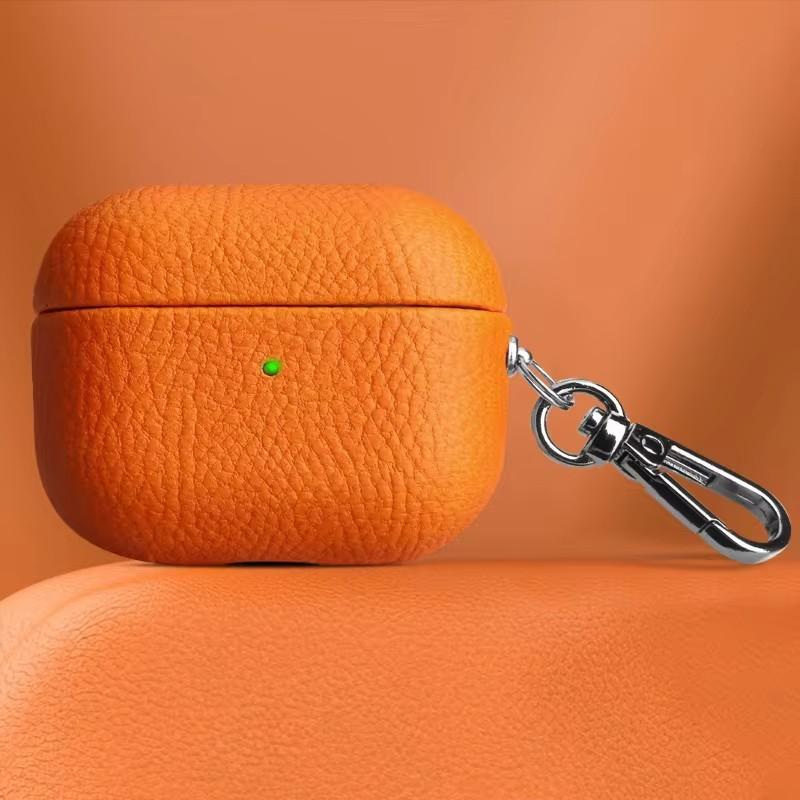 Genuine Leather For AirPods Pro 3 Case AirPods Pro 2 Airpods 4 Airpods 1/2  3 cover Lychee Pattern Cowhide With Buckle