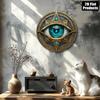 Blue Evil Eye Round Metal Wall Art Aluminum Home Decor Sign for Living Room Kitchen Bedroom Office Bar Cafe Protection