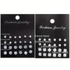 48/72Pcs Exquisite Shiny Round Square Stud Earrings Shiny Zircon Inlaid Earrings Set Party Wedding Engagement Anniversary Gifts