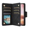 For iPhone 17 Case Zipper Wallet Rivet Decor Leather Phone Cover with Wrist Strap