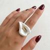 Metal Enamel Calla Flower Ring Adjustable Vintage Ring Personality Geometric Open Ring  Women