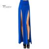 Maxi Skirt Sexy High Waist Side Slit Design Floor Length Skirt Solid Color Beach Travel Parties Slimming Skirt