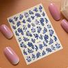 3D Self Adhesive Nail Art Sticker Flower Silverback Adhesive Manicure Decal Salon DIY Blue White Porcelain Chinese Style Sticker