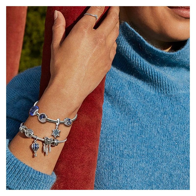 Pandora Interstellar Series Fantasy Snowflake 925 Silver Synthetic Cubic Zirconia Bracelet Set Women's ZT0869