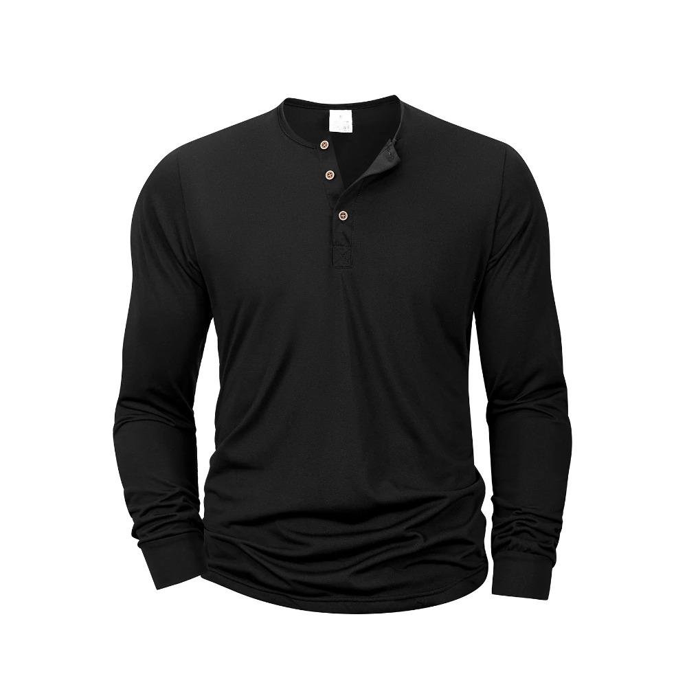 Men'S Long Sleeved Henley Neck T-Shirt Slim Fit Bottoming Shirt Fitness Tops Tees Button Neck Casual Cozy Tshirt