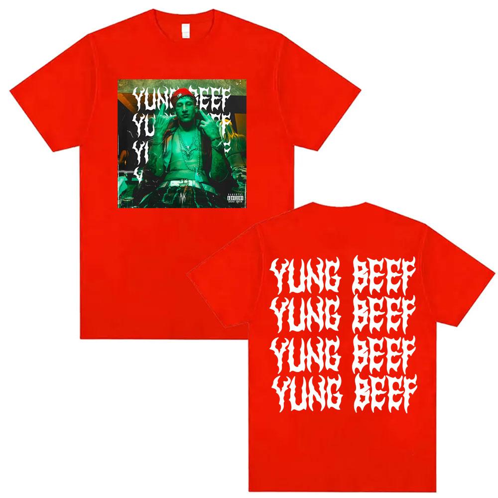 

Rapper Yung Beef Album Double Sided Print Tshirts for Men Harajuku Hip Hop Summer Style Shirt High Quality Loose Cotton Tshirt M