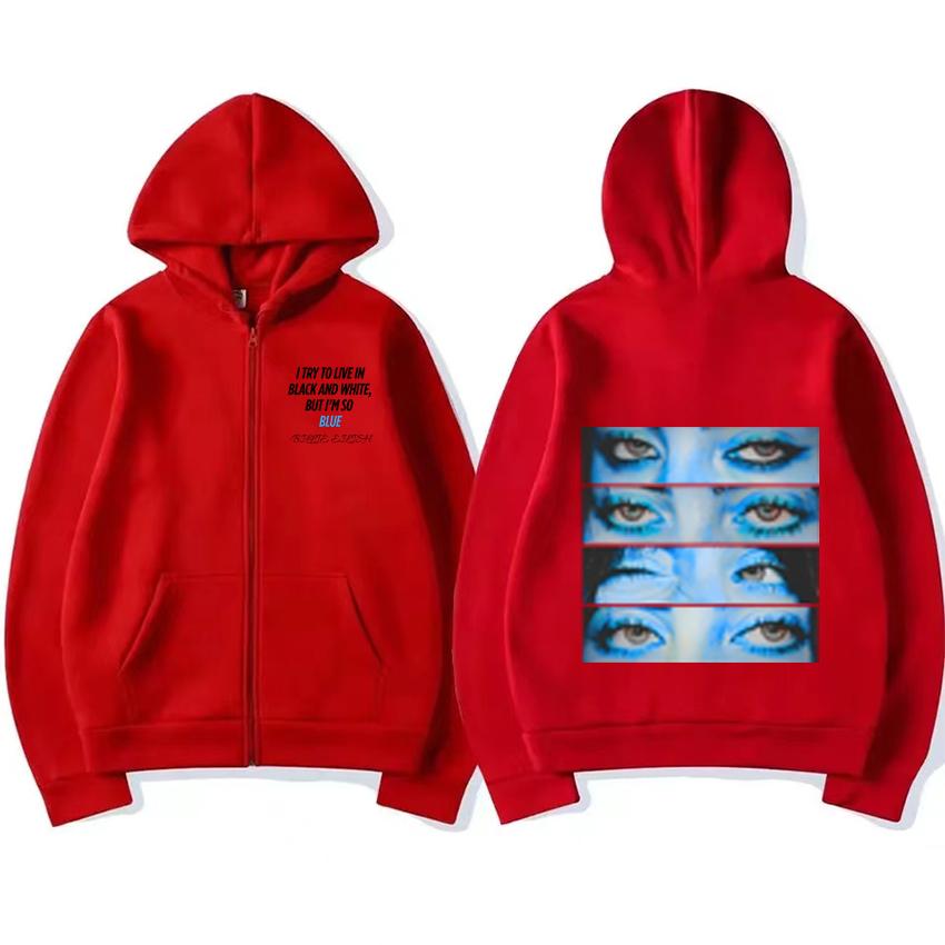 Blue Eyes Hit Me Hard and Soft Zipper Hoodie  Coat Men Women Vintage Oversized Streetwear Unisex Fleece Zip-up Jacket