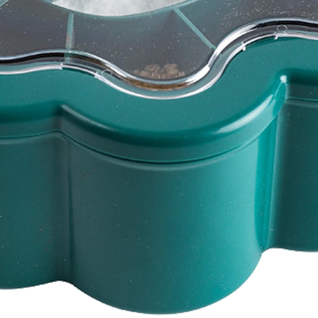 6 Grids Seasoning Box with Clear Lid Multifunctional Space Saving Handheld Seasoning Box with 6 Scoo
