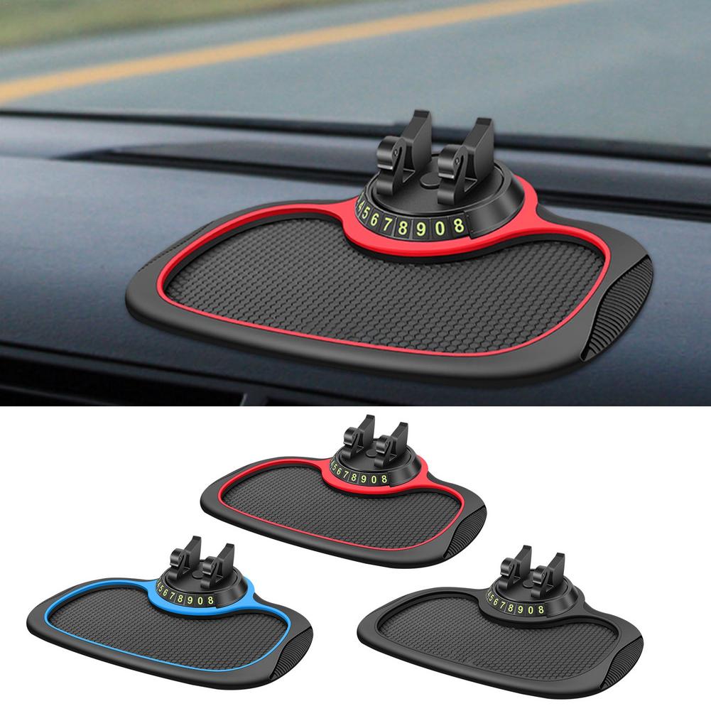 Anti-slip Car Phone Holder Pad Mat With Parking Number Plate 3 In1 Dashboard Pad Car Dash Organizer For Car Interior Accessories