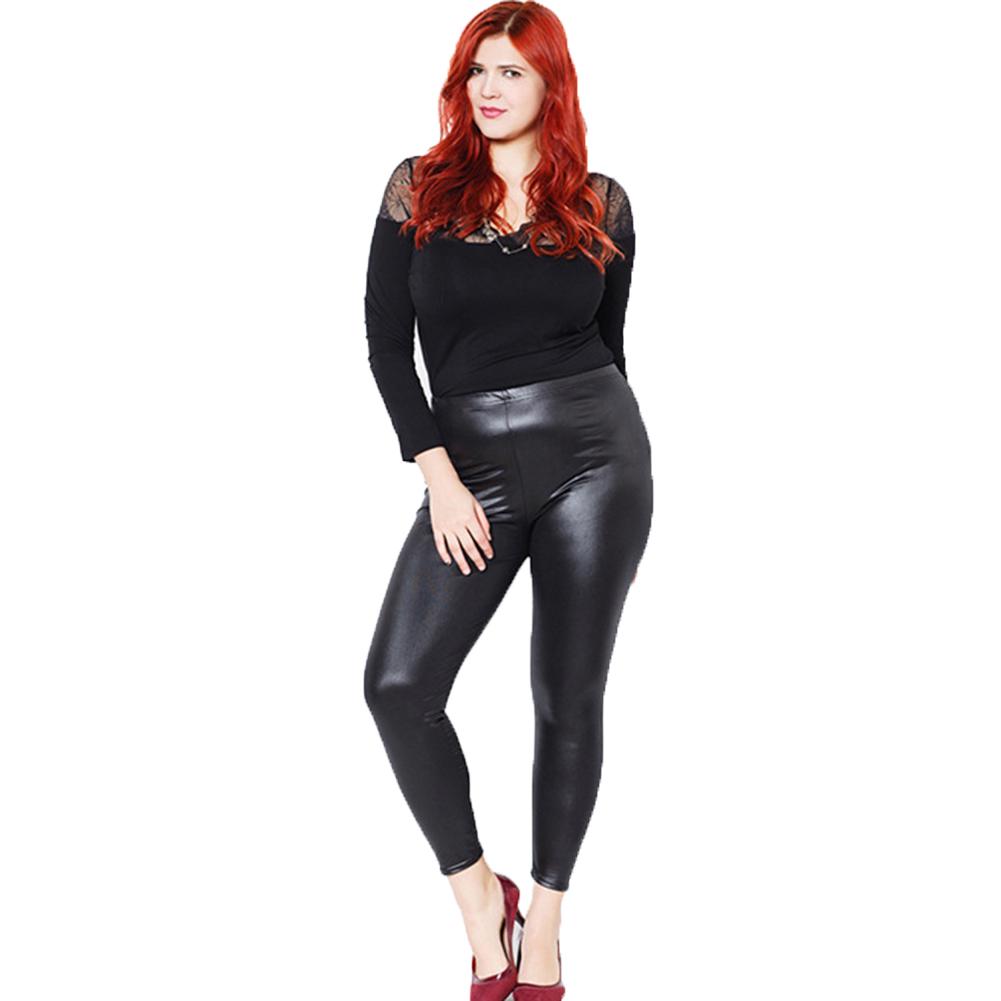 Damen-Leggings aus Kunstleder, Stretch, Skinny-Hosen, Übergröße, schlanke Modehose
