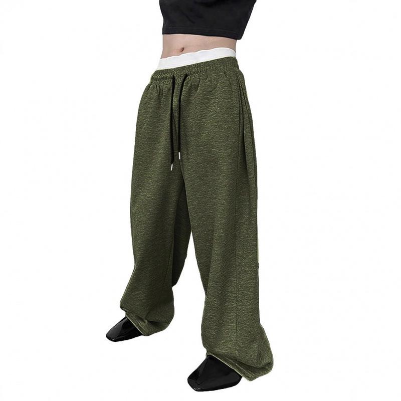 Men's 2025 European & American Style Wide-Leg Drawstring Sweatpants with Pockets