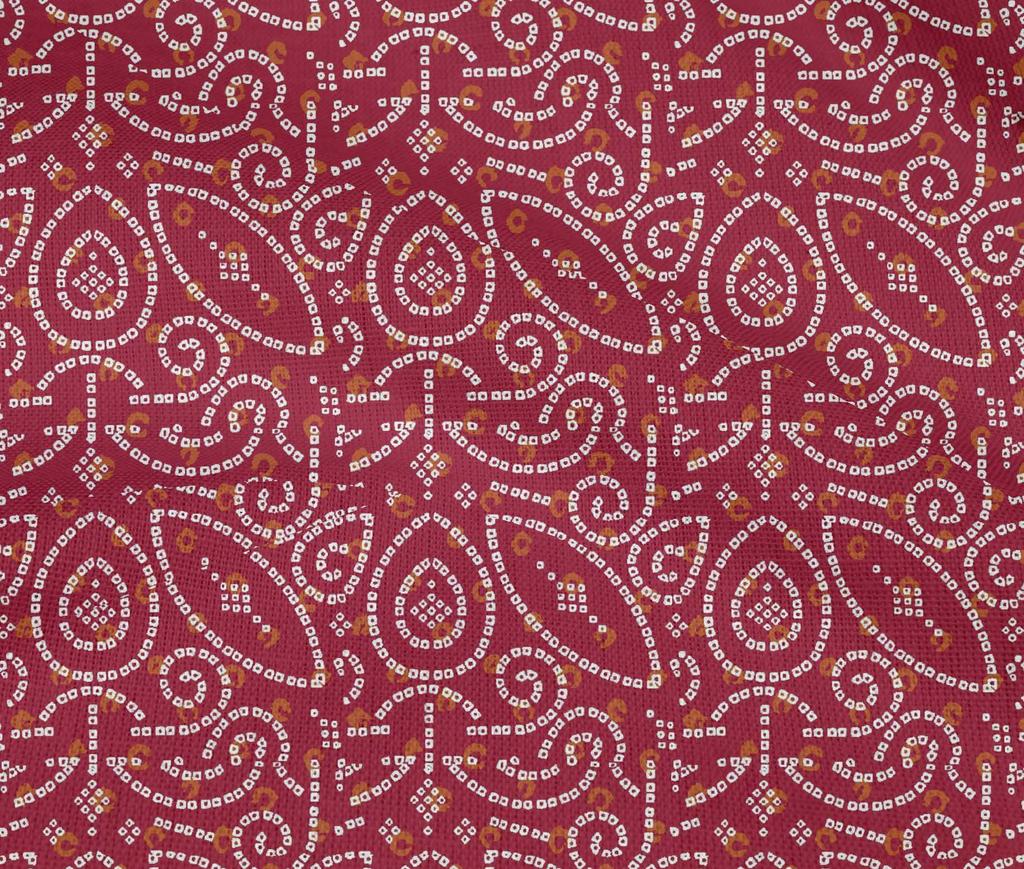 oneOone Cotton Flex Carmine Red Fabric Ethnic Bandhani Fabric For Sewing Printed Craft Fabric By The Yard 40 Inch